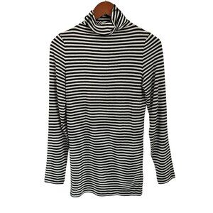 French Connection Nautical Turtleneck Sweater Knit Wool Striped Soft